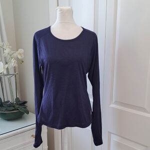 NWOT STIO Womens Navy/Black Striped Long Sleeve Activewear Tee SM